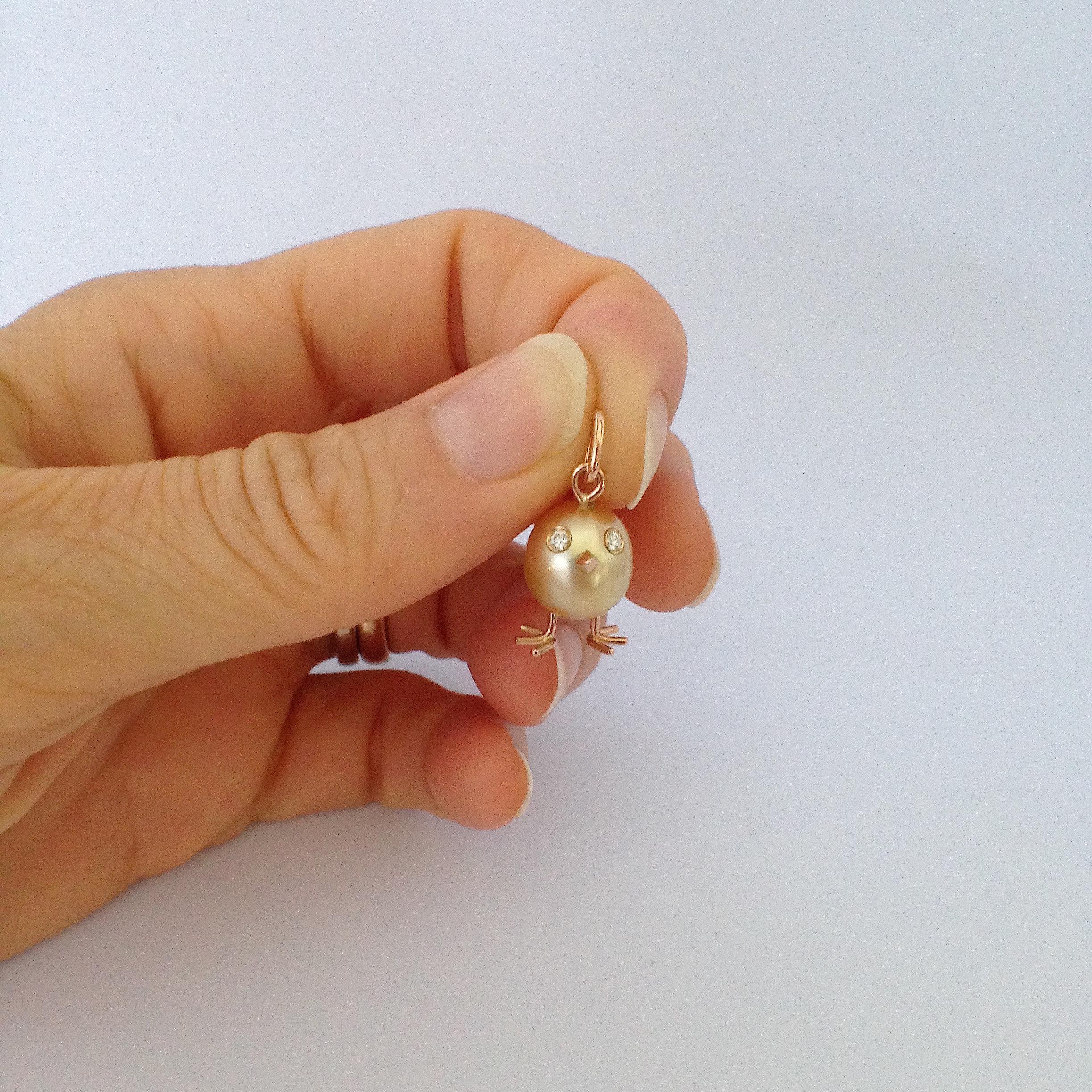 Chick Australian Pearl Diamond Yellow 18 Karat Gold Pendant or Necklace 4