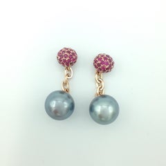 Petronilla Ruby South Sea Pearl 18 Karat Gold Cufflinks Made in Italy