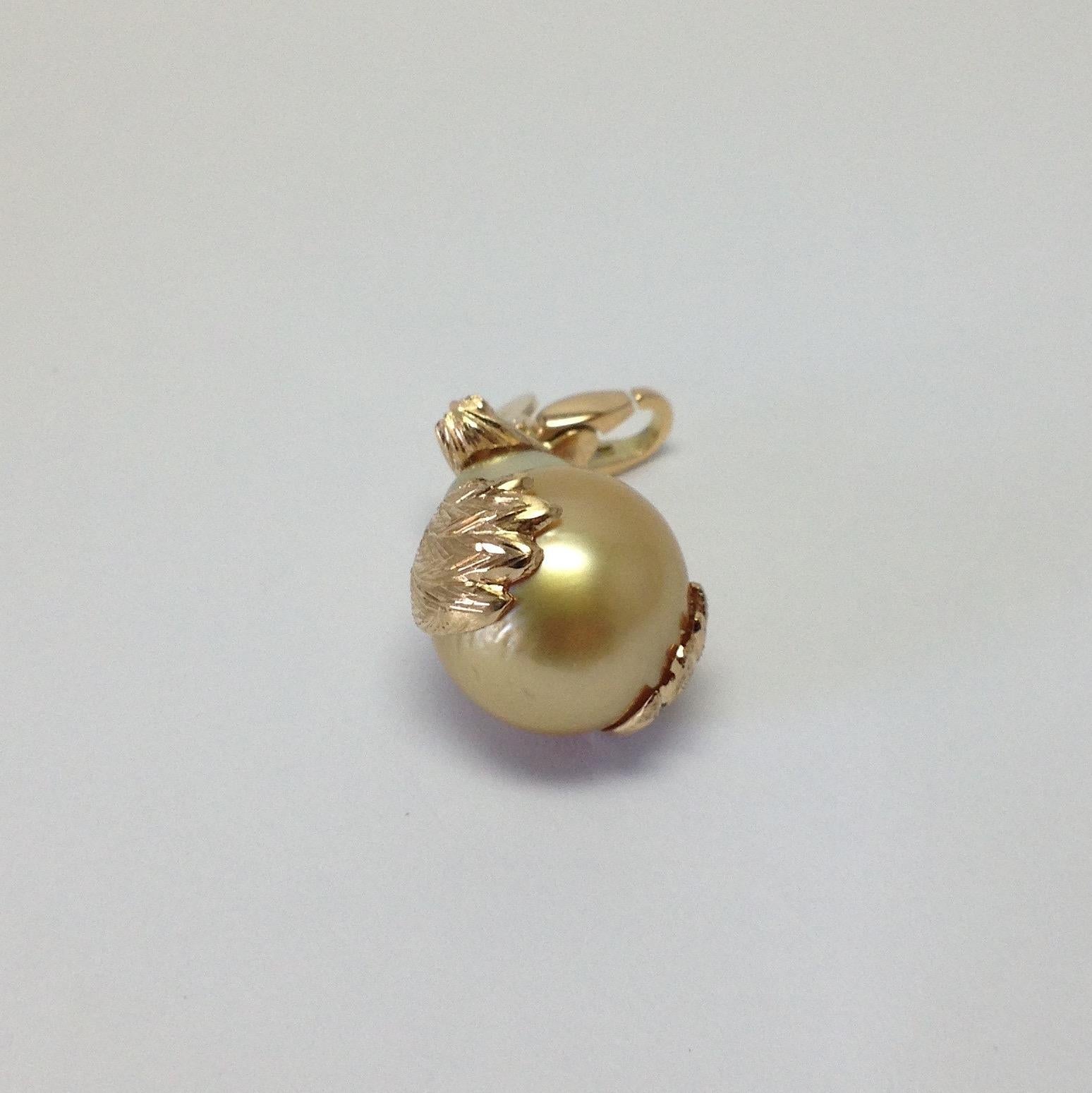 Petronilla Owl Diamond 18 Karat Gold Australian Pearl Charm or Pendant Necklace 1