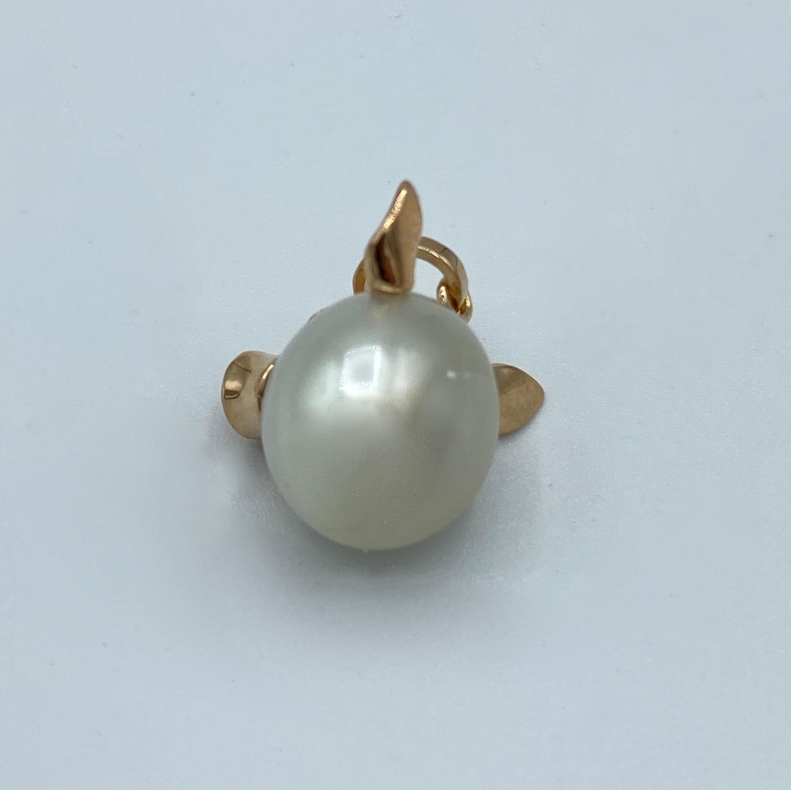 Petronilla Pig Black Diamond Sapphire 18 Kt Gold Pearl Italian Pendant Necklace 1