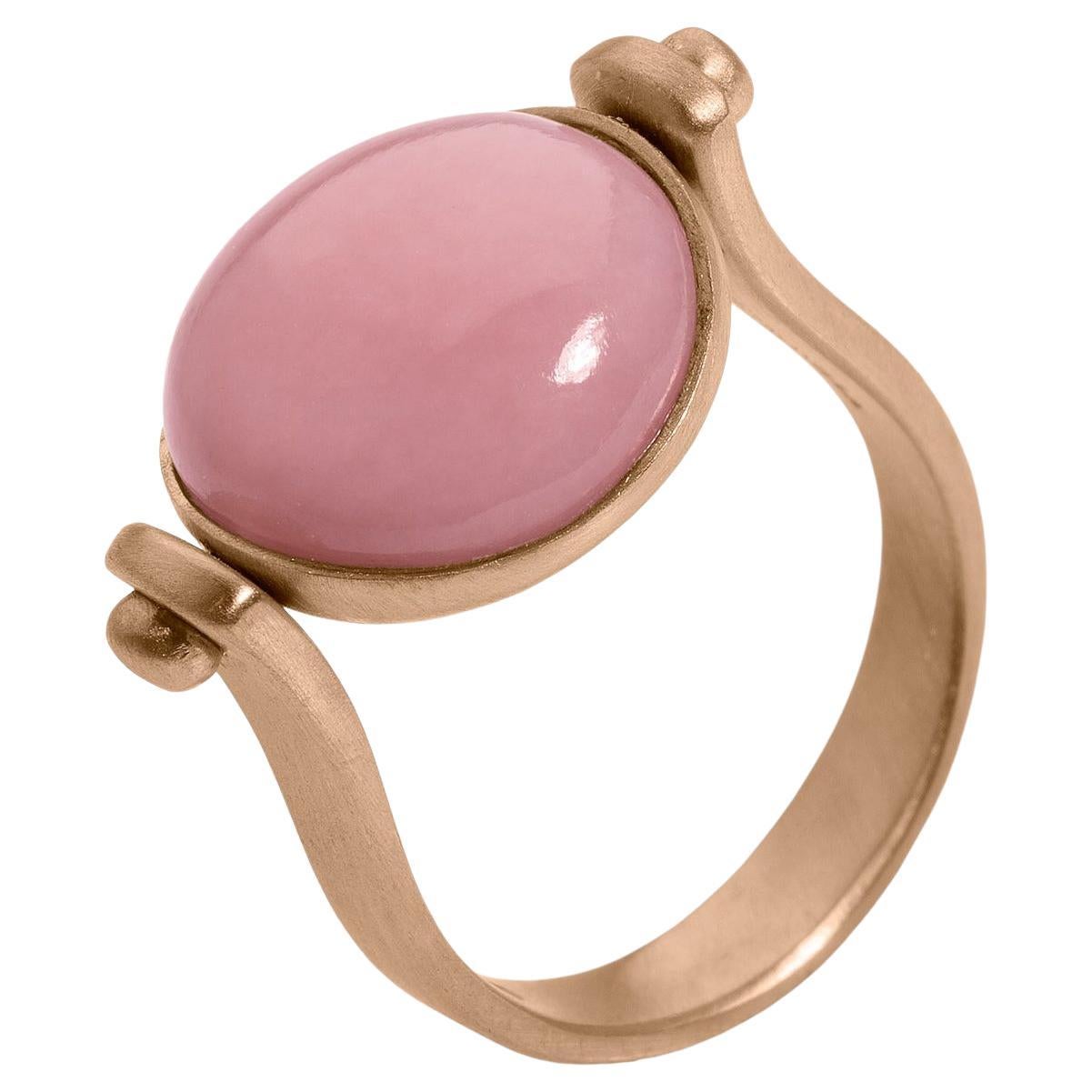 Petronilla Roman Style Pink Opal 18kt Gold Reversible Made in Italy Ring