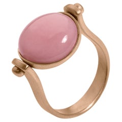 Petronilla Roman Style Pink Opal 18kt Gold Reversible Ring Made in Italy