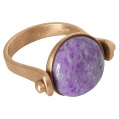 Petronilla Roman Style Reversible Sugelite 18Kt Red Gold Made in Italy Ring