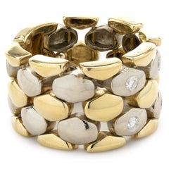 Petros & Takis 14 Karat Yellow and White Gold Diamond Mesh Band