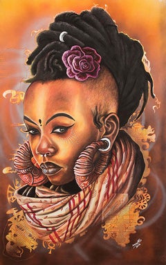 Manaka, Petrus Amuthenu, mixed media (charcoal & spray paint) on paper