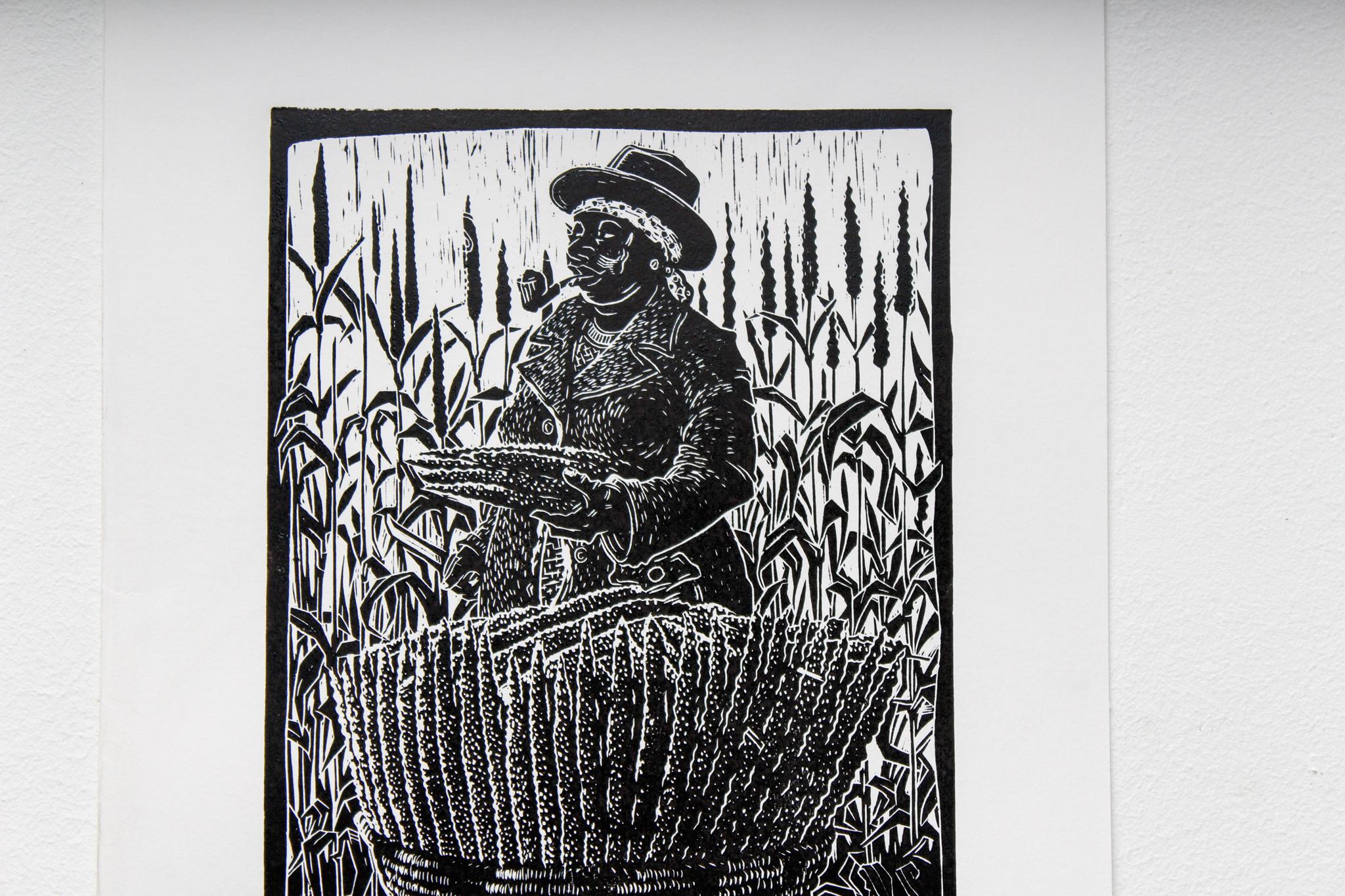 Emuno (edition of 50), Petrus Amuthenu, Linoleum block print on paper For Sale 2