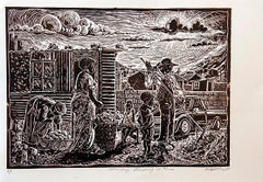 felice thenu Saturday morning in Tura, Petrus Amuthenu, Linoleum block print on paper