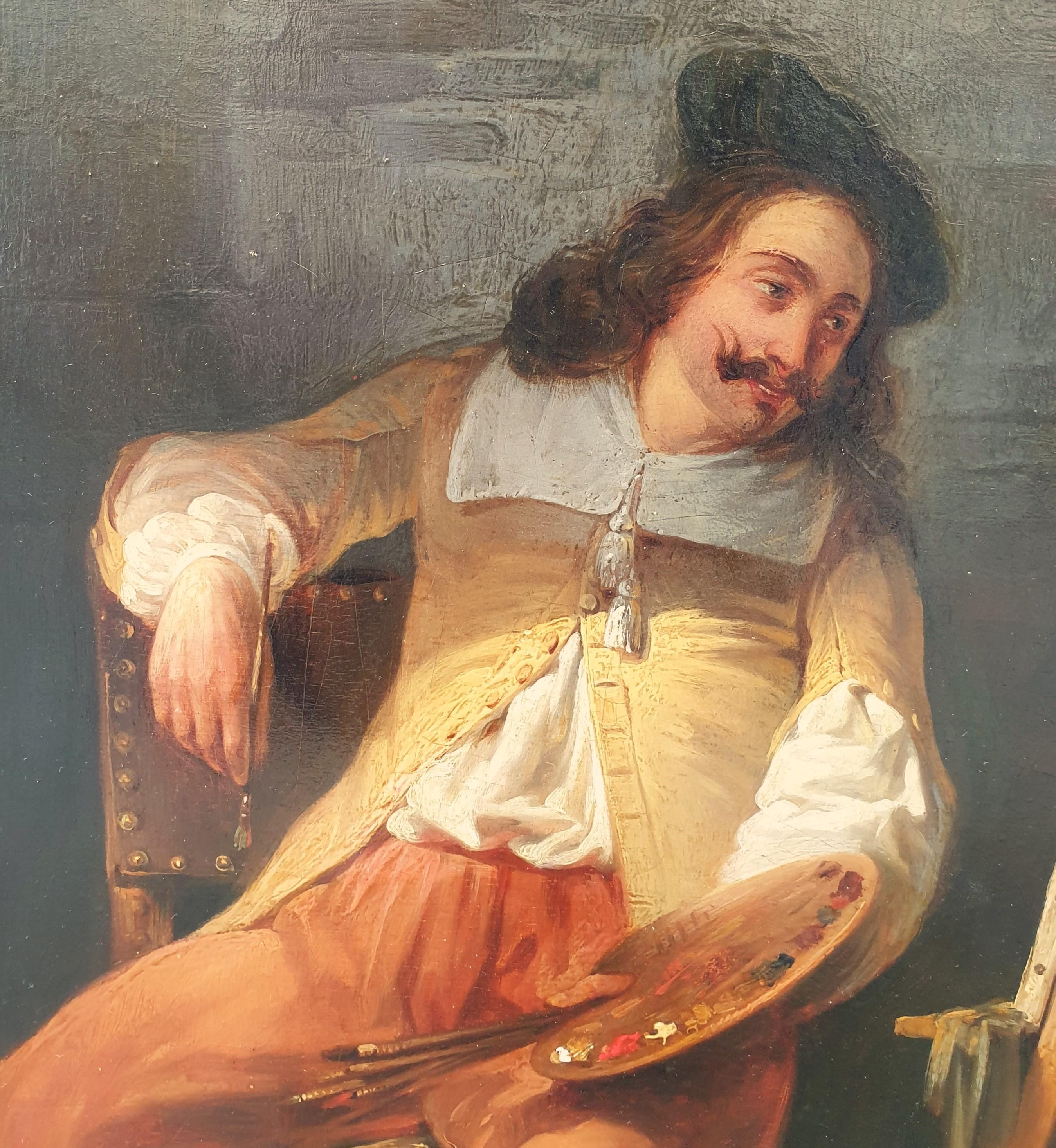 Petrus KREMER Peintre belge Peintre flamand Adriaen BROUWER en prison 19ème en vente 2