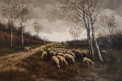 Animated landscape with sheep and shepherd