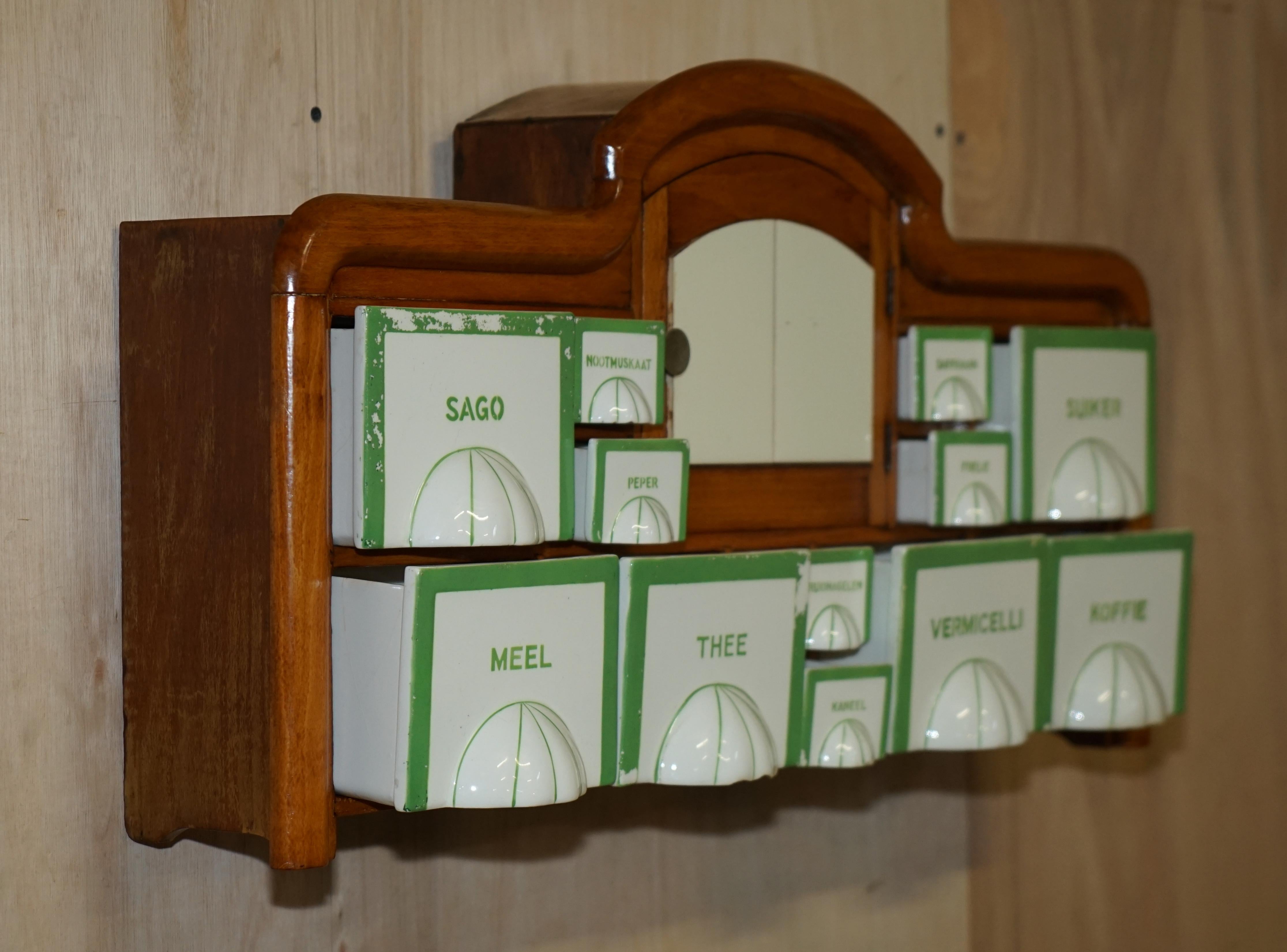 Petrus Regout & Co Maastricht Holland Art Deco Wall Mounted Kitchen Spice Rack For Sale 8