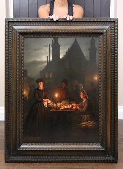 Il mercato notturno - Pittura ad olio olandese del XIX secolo Vecchio Maestro Notturno di mezzanotte