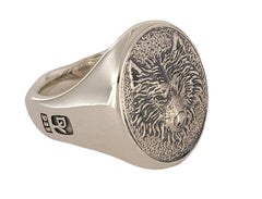 Petrvs Wolf Signet Ring Sterling Silver, 21.5mm