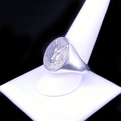 Petrvs Wolf Signet Ring Sterling Silver, 21.5mm