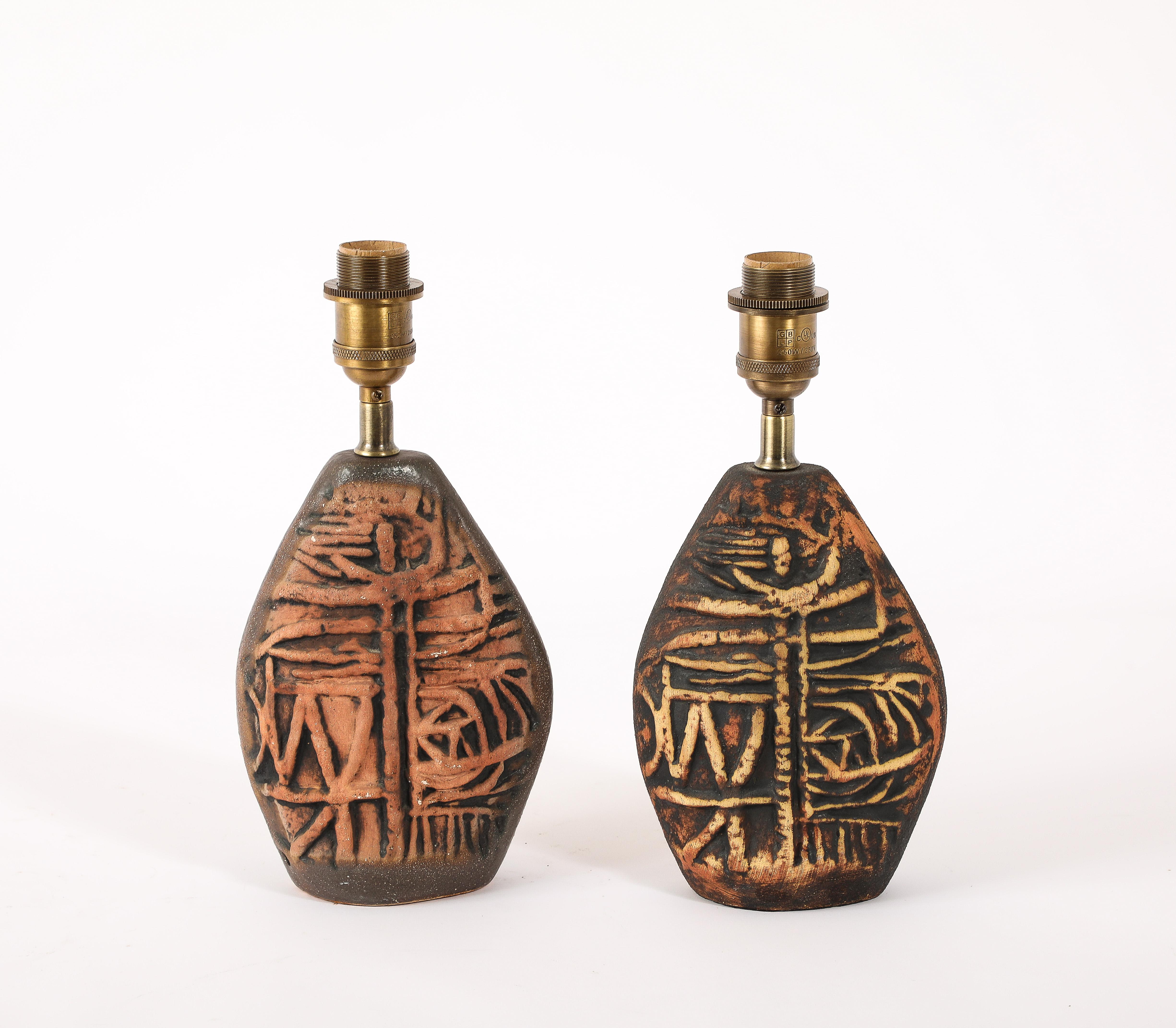 Petter Ellery Earth Tone Ceramic Table Lamps, UK 1960's For Sale 4