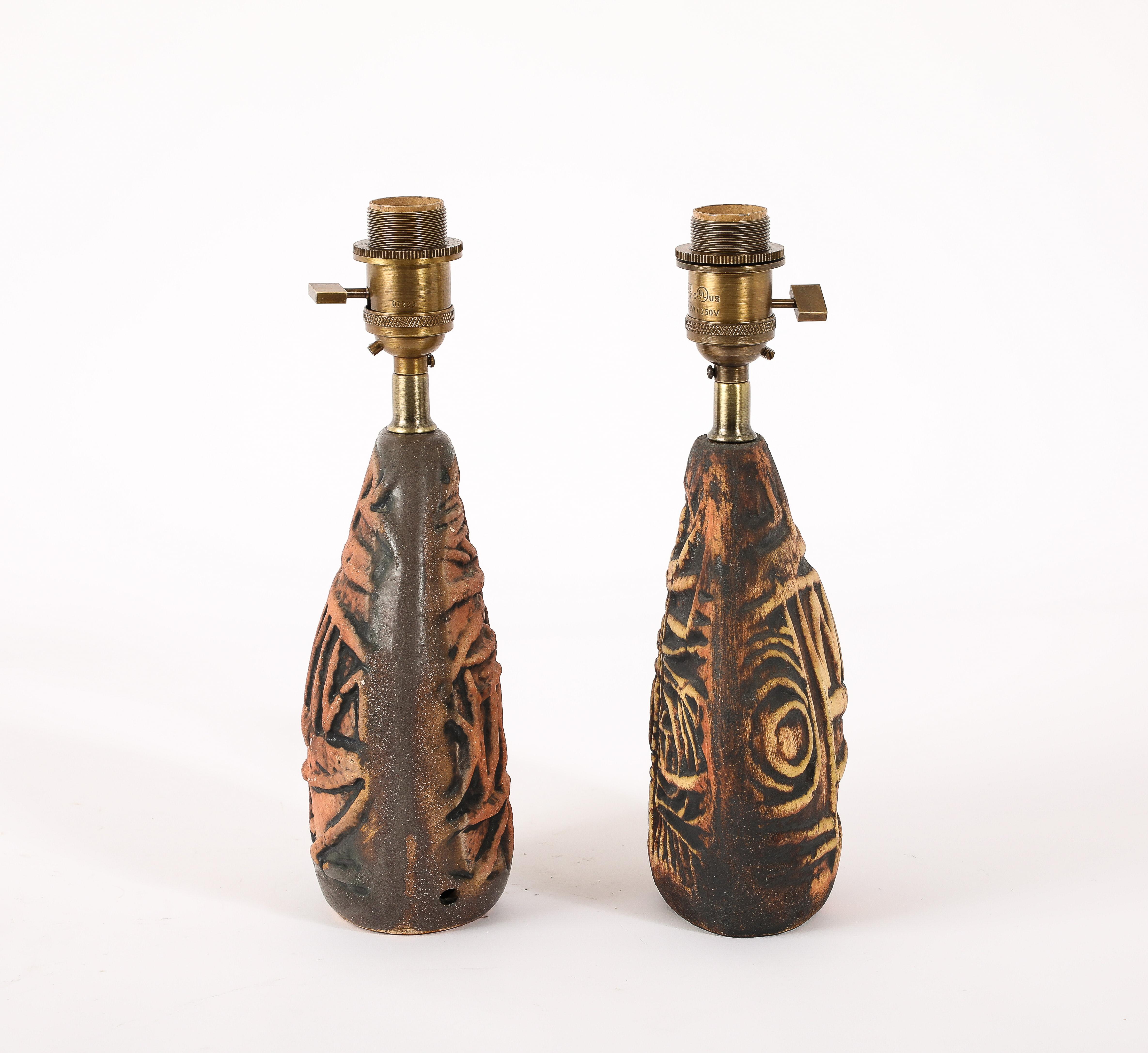 Petter Ellery Earth Tone Ceramic Table Lamps, UK 1960's For Sale 5