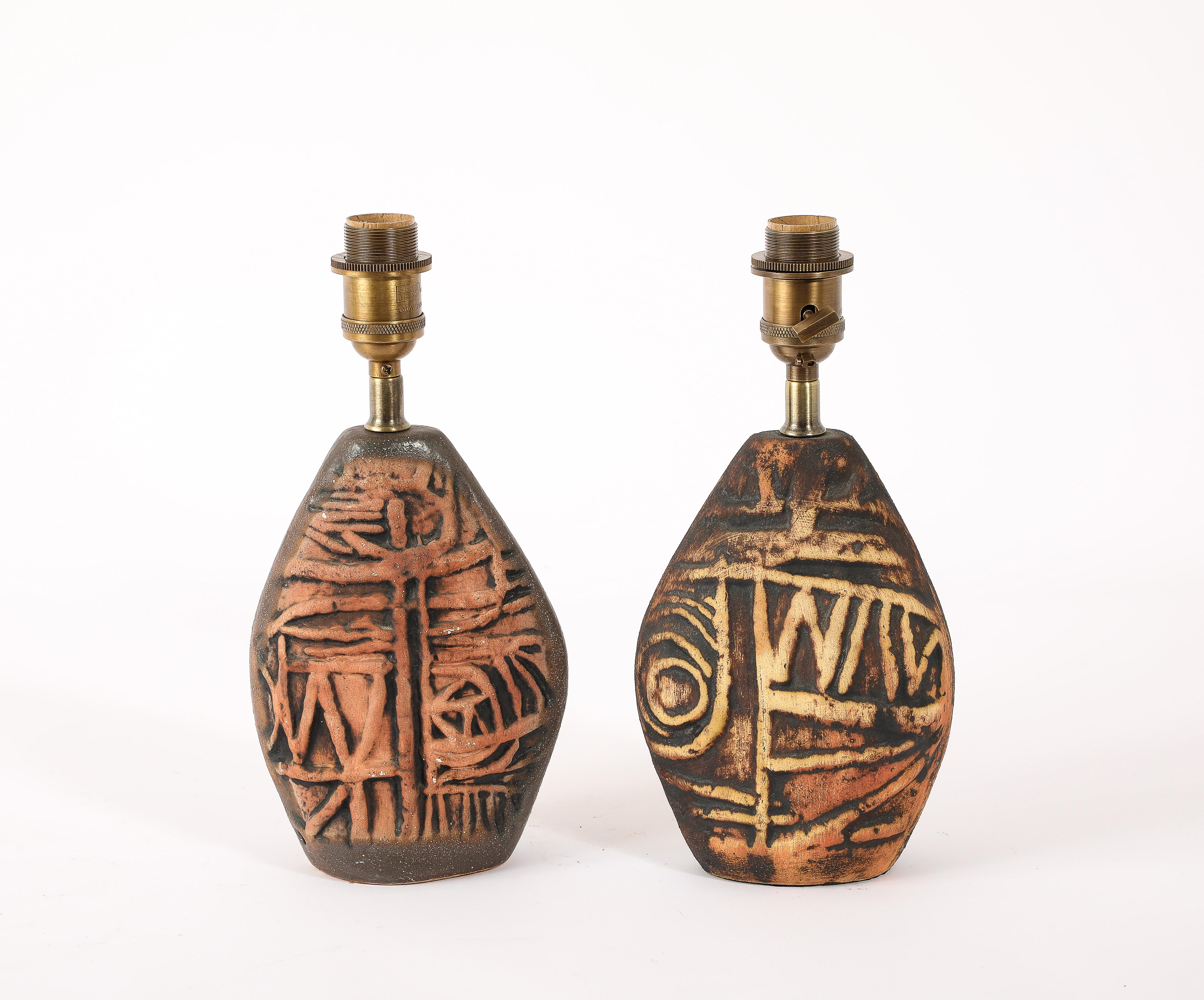 Petter Ellery Earth Tone Ceramic Table Lamps, UK 1960's For Sale 6