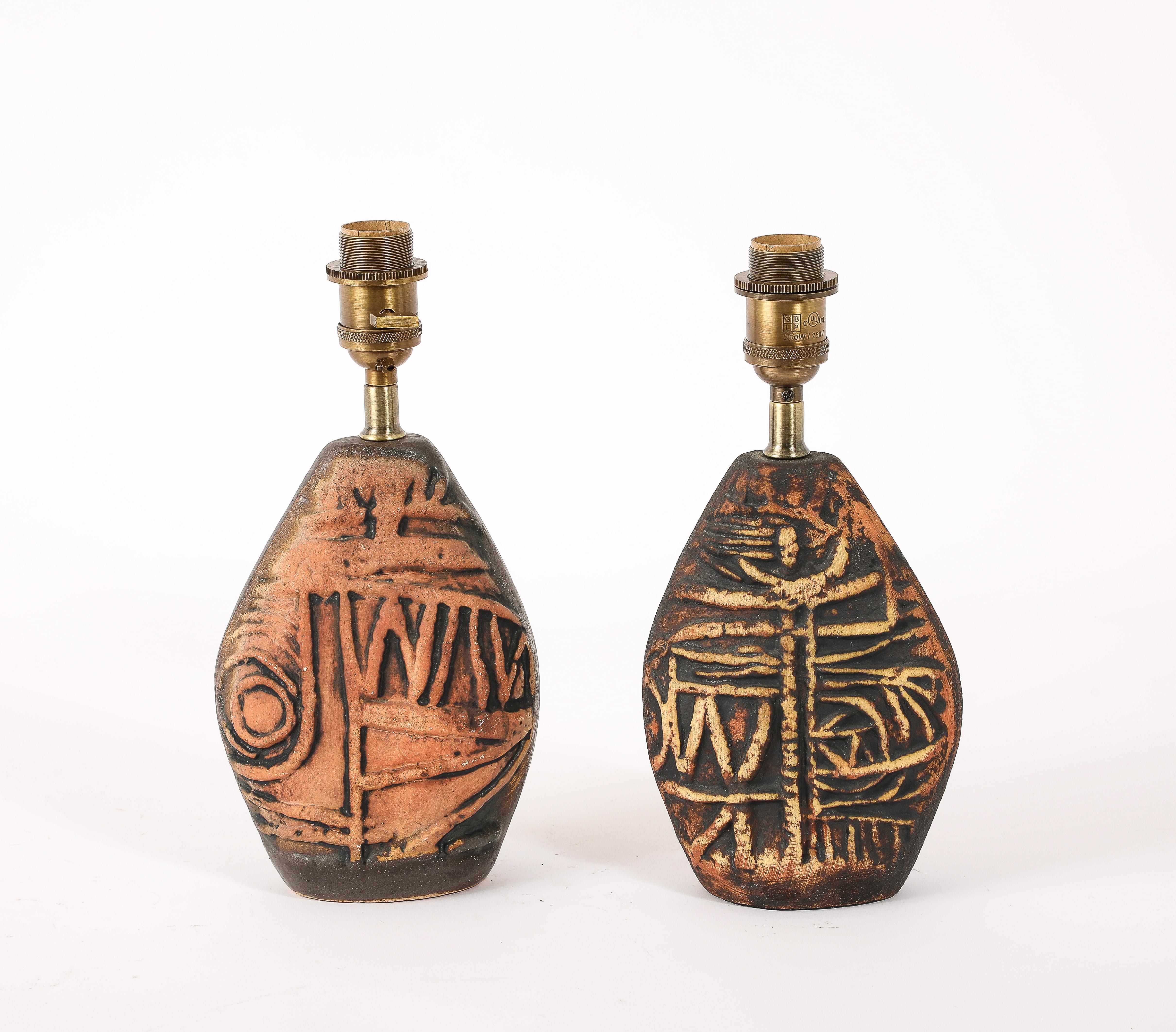 Petter Ellery Earth Tone Ceramic Table Lamps, UK 1960's For Sale 7