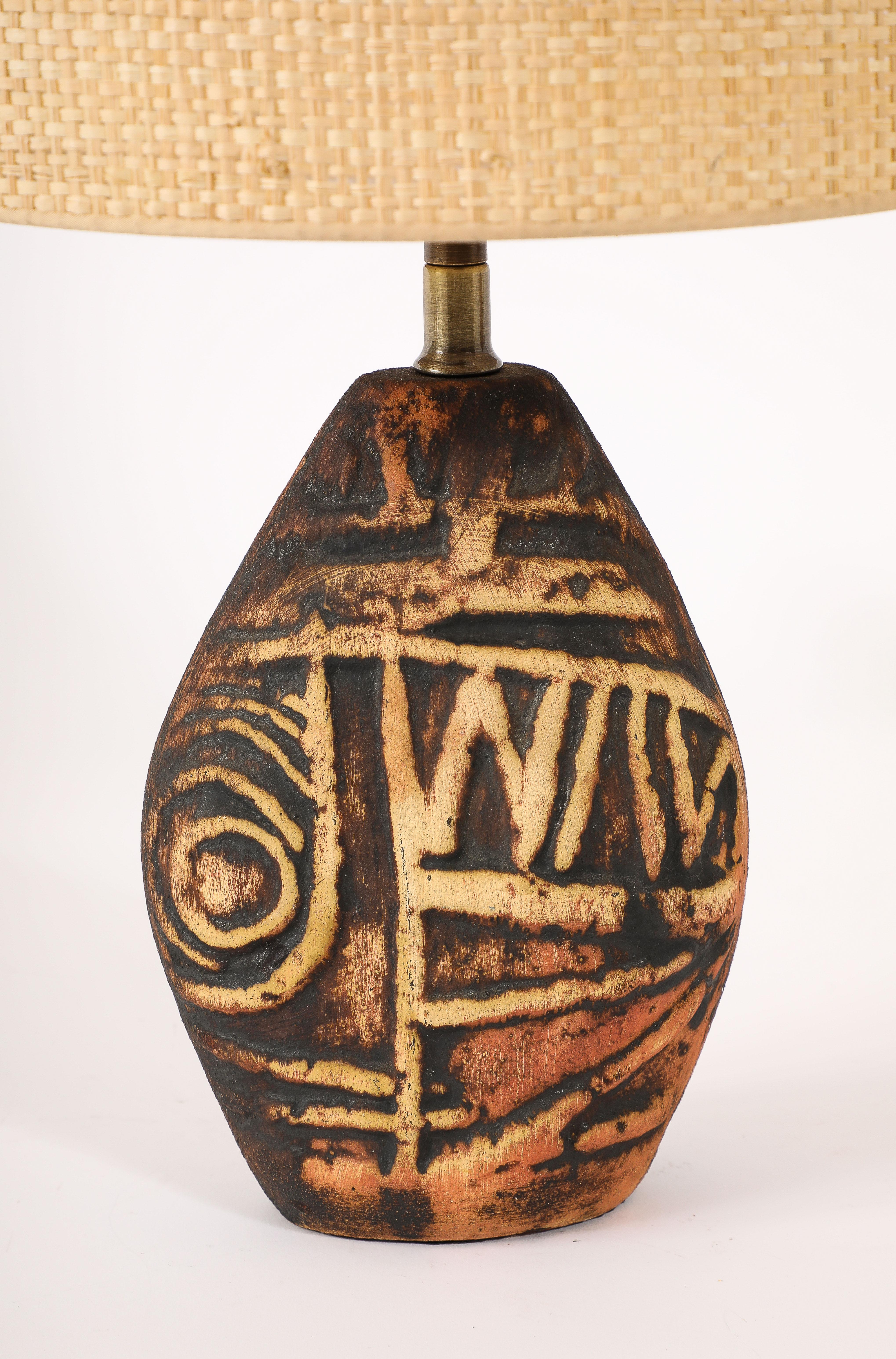British Petter Ellery Earth Tone Ceramic Table Lamps, UK 1960's For Sale