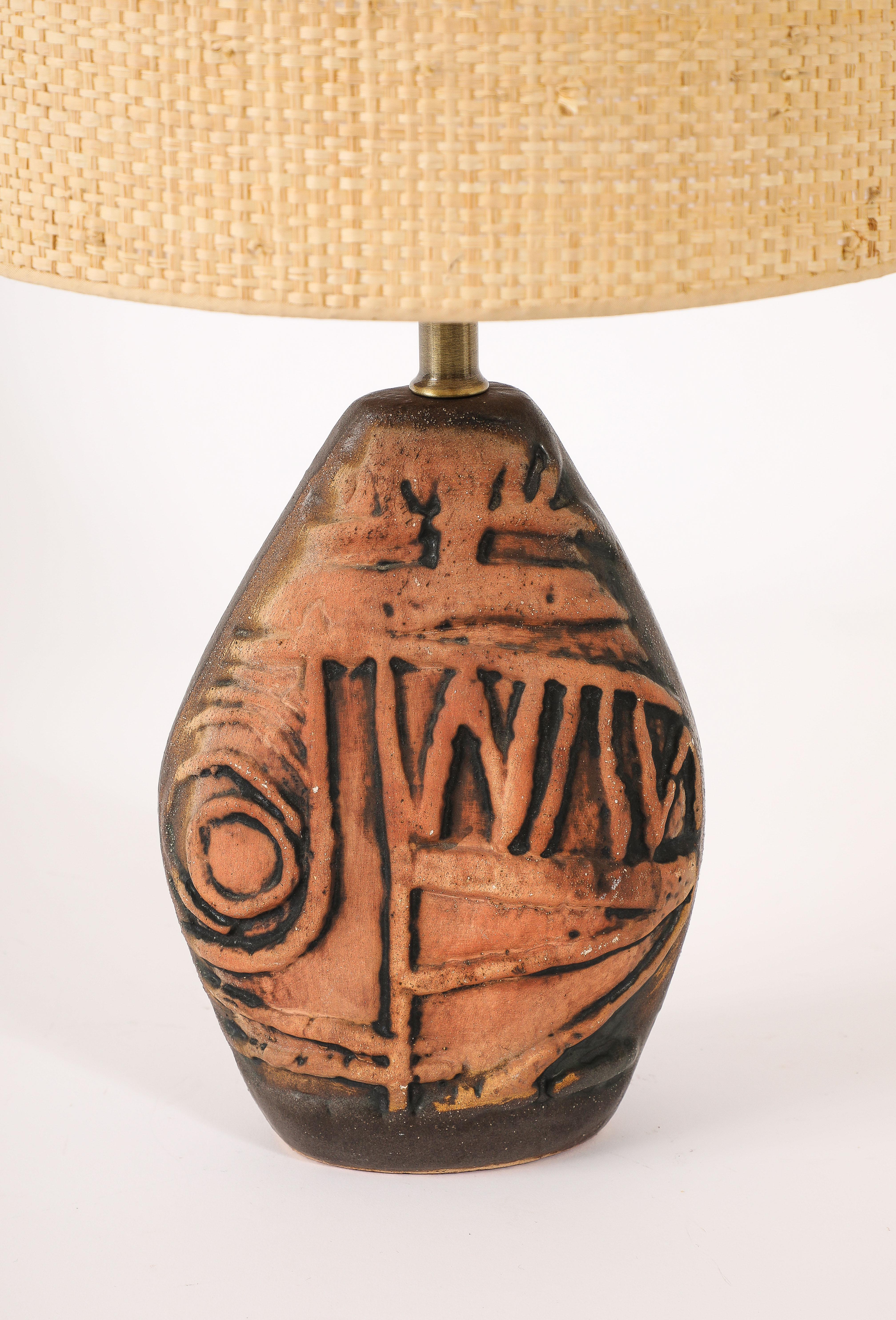 20th Century Petter Ellery Earth Tone Ceramic Table Lamps, UK 1960's For Sale