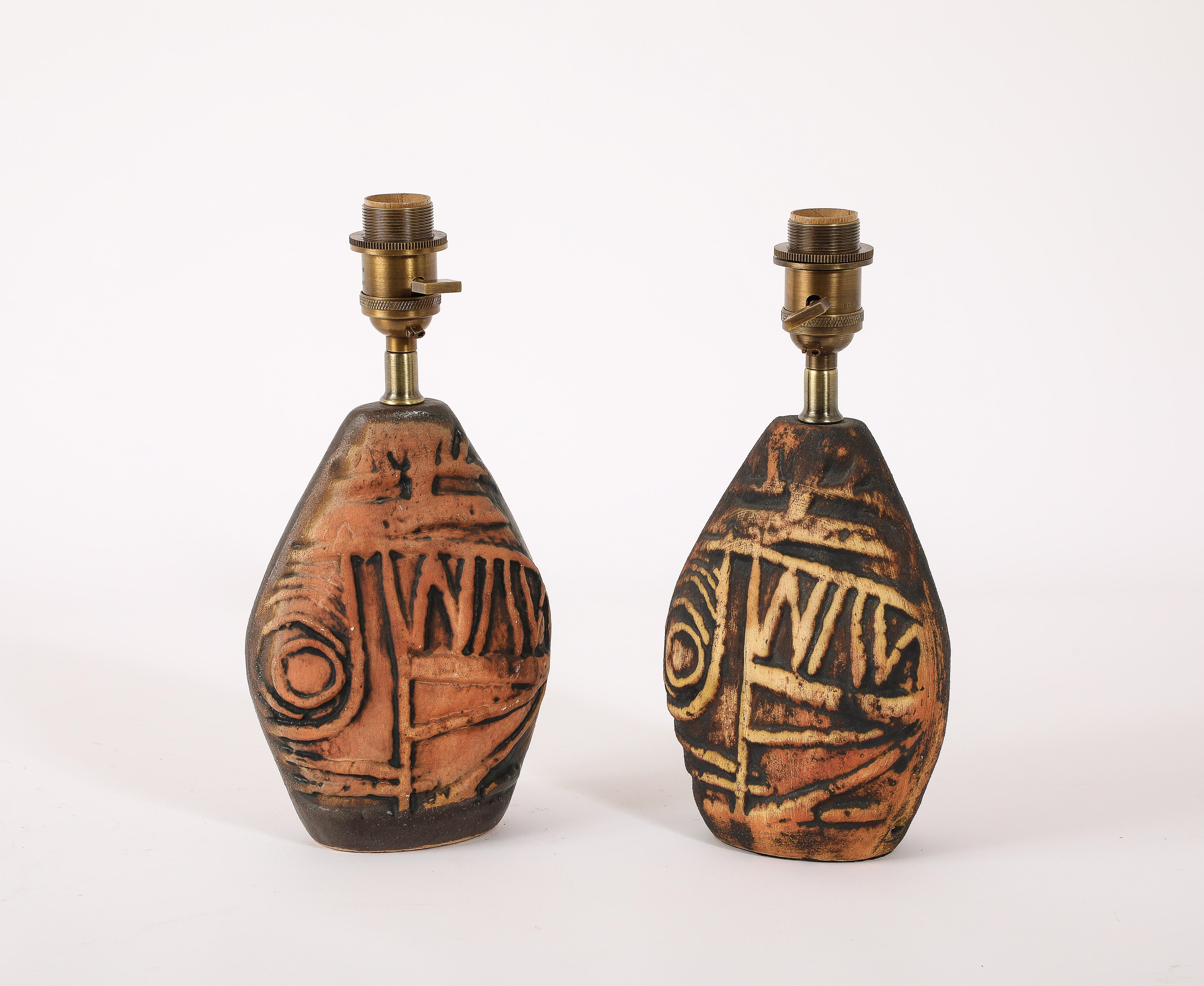 Petter Ellery Earth Tone Ceramic Table Lamps, UK 1960's For Sale 2