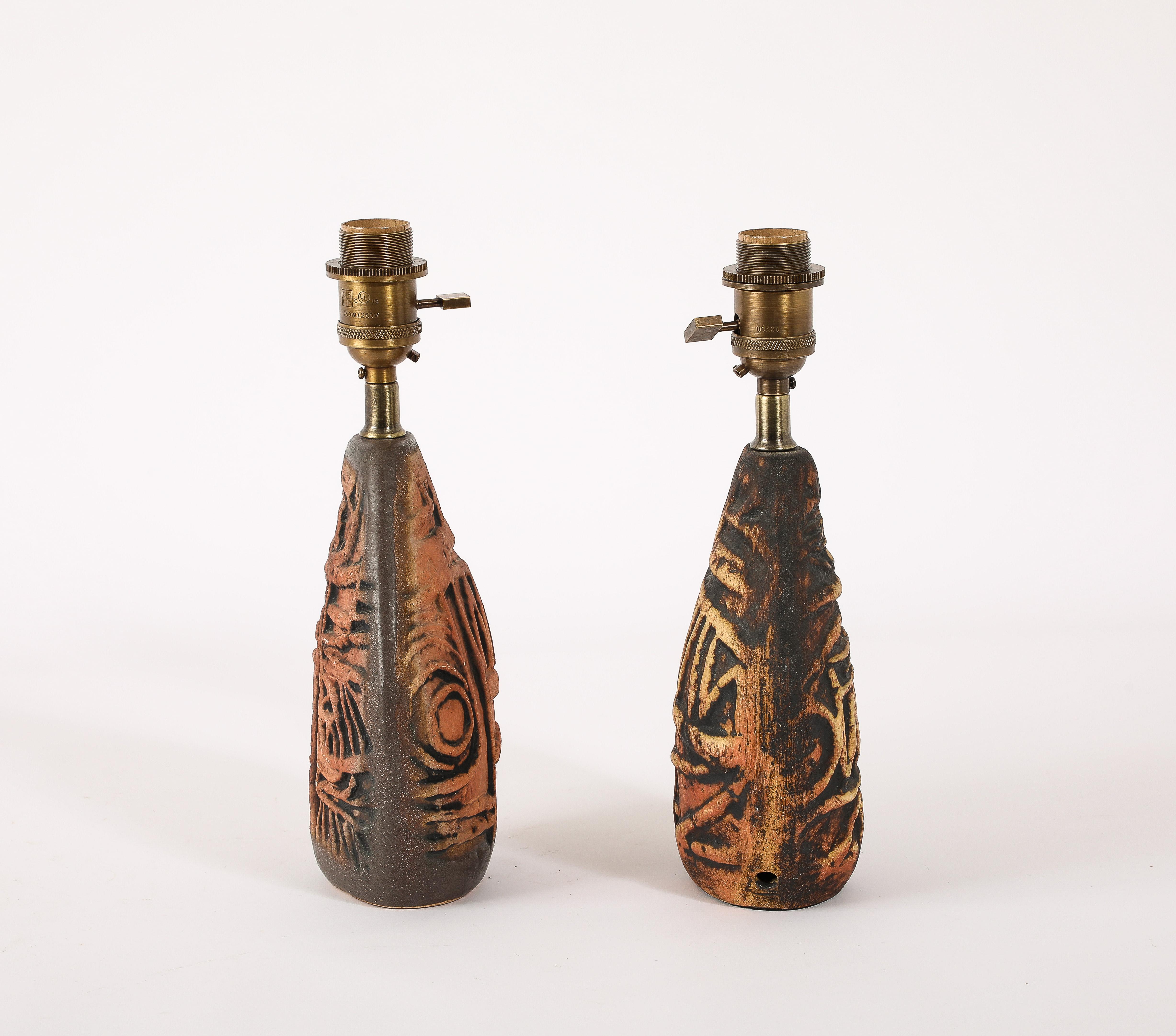 Petter Ellery Earth Tone Ceramic Table Lamps, UK 1960's For Sale 3