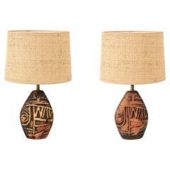Petter Ellery Earth Tone Ceramic Table Lamps, UK 1960's