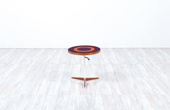 Peter Pepper Products Adjustable Tripod Teak & Purple Side Table