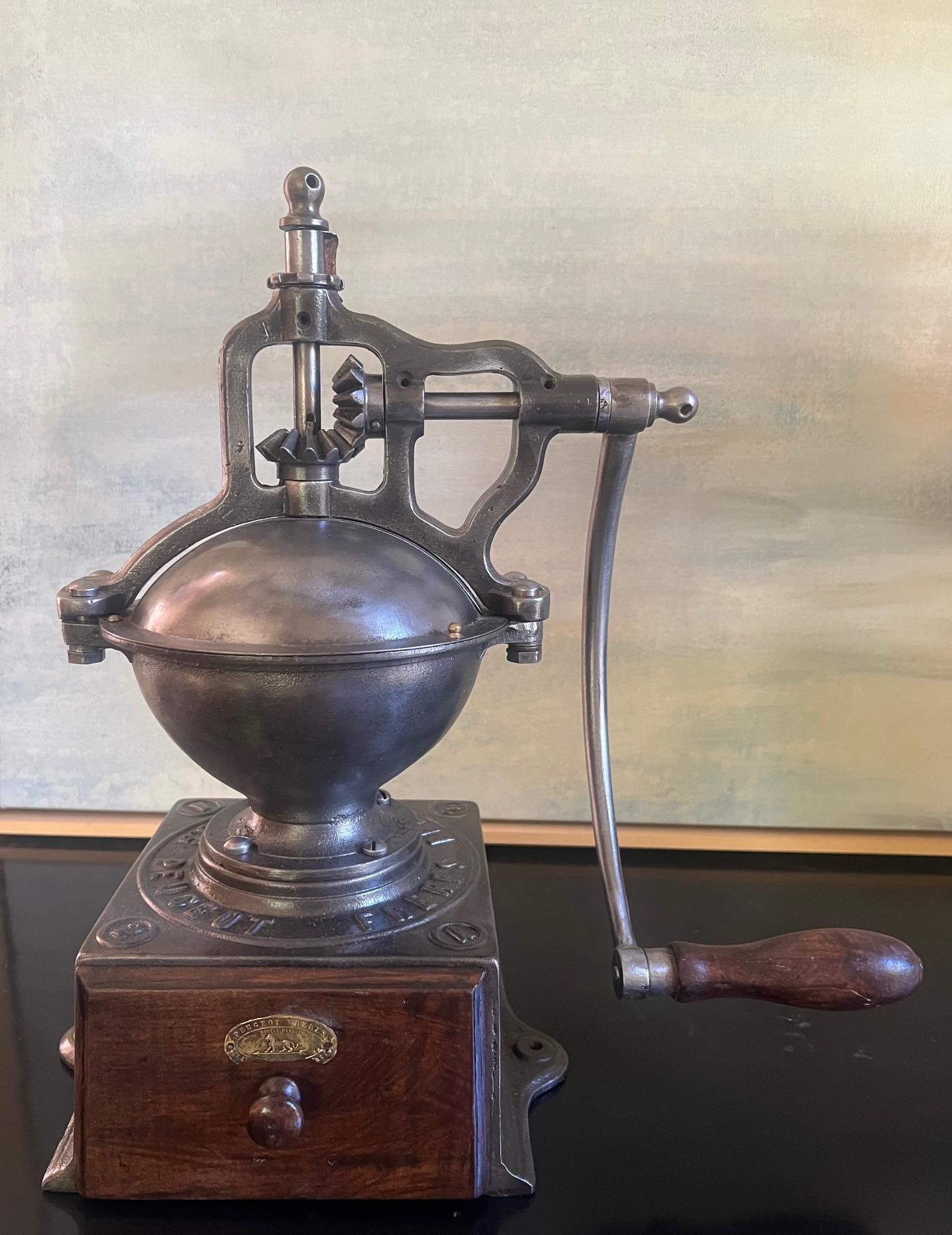 French Peugeot Freres Cast Iron Coffee Grinder , 19th Century