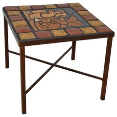 Pewabic Tile Top Side Table