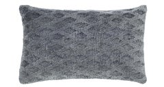 Handmade Modern Pewter Wool Accent Pillow, Geometric Design, India