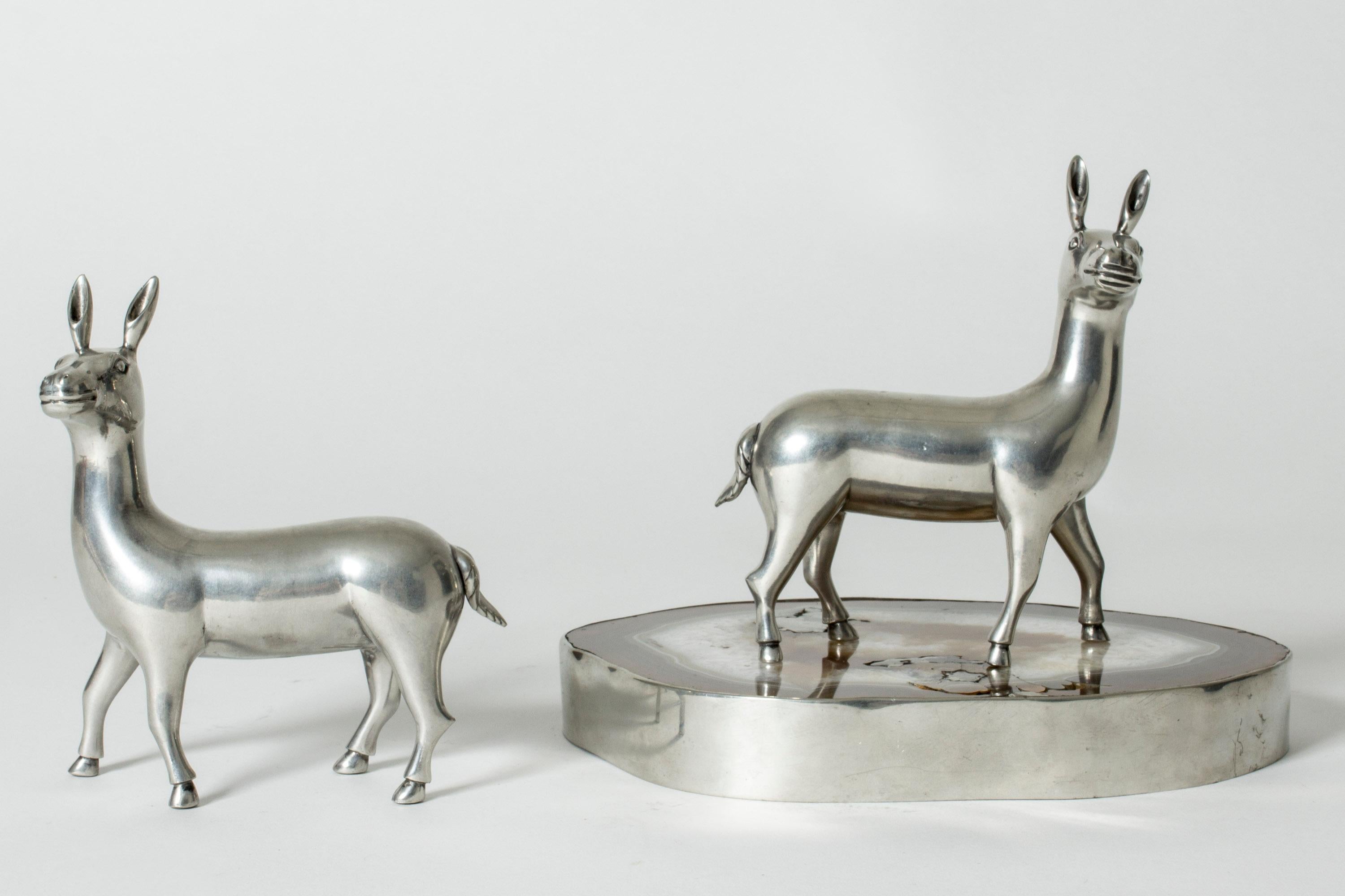 Mid-20th Century Pewter and Agate Table Center Piece by Estrid Ericson, Svenskt Tenn, 1950s