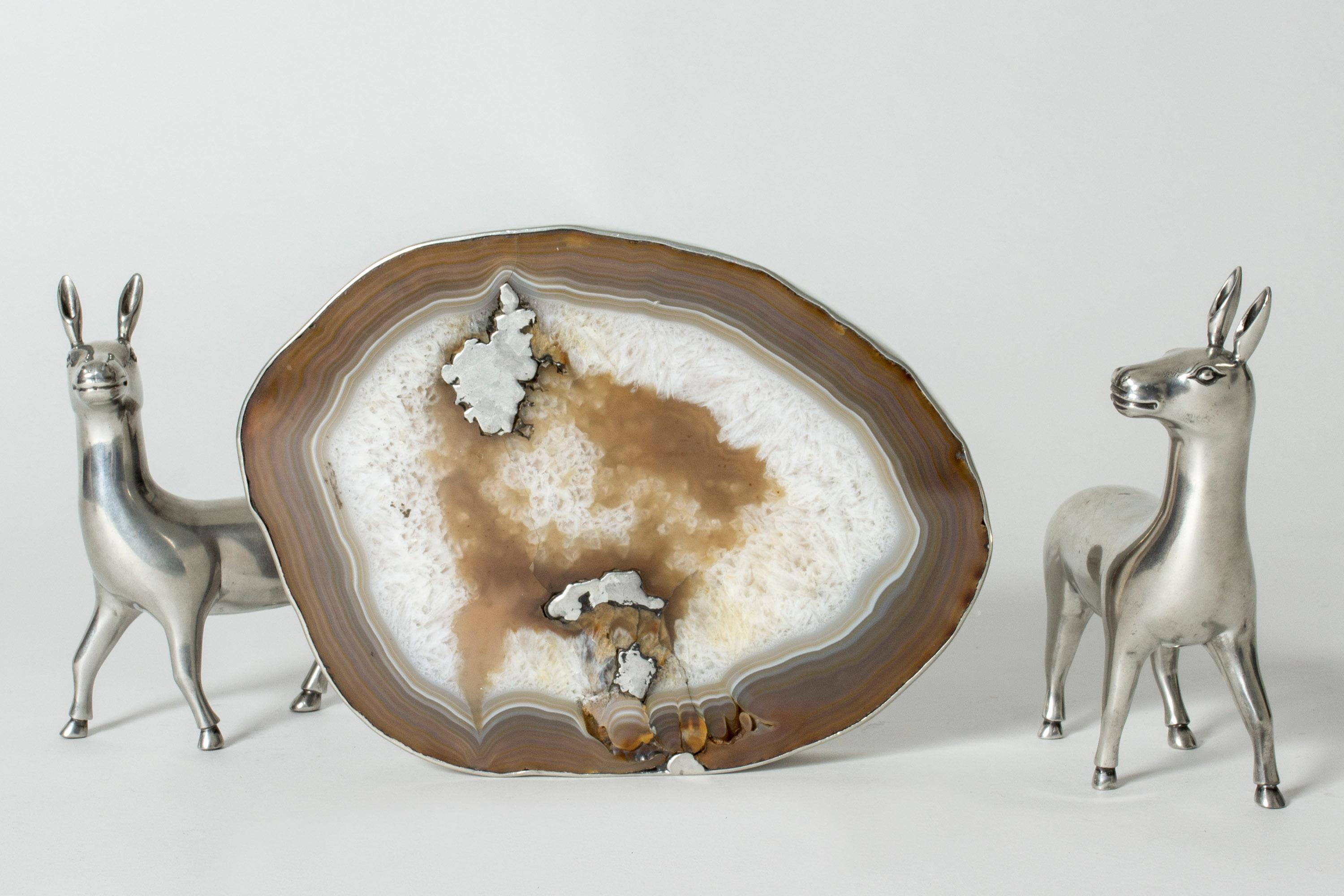 Pewter and Agate Table Center Piece by Estrid Ericson, Svenskt Tenn, 1950s 1