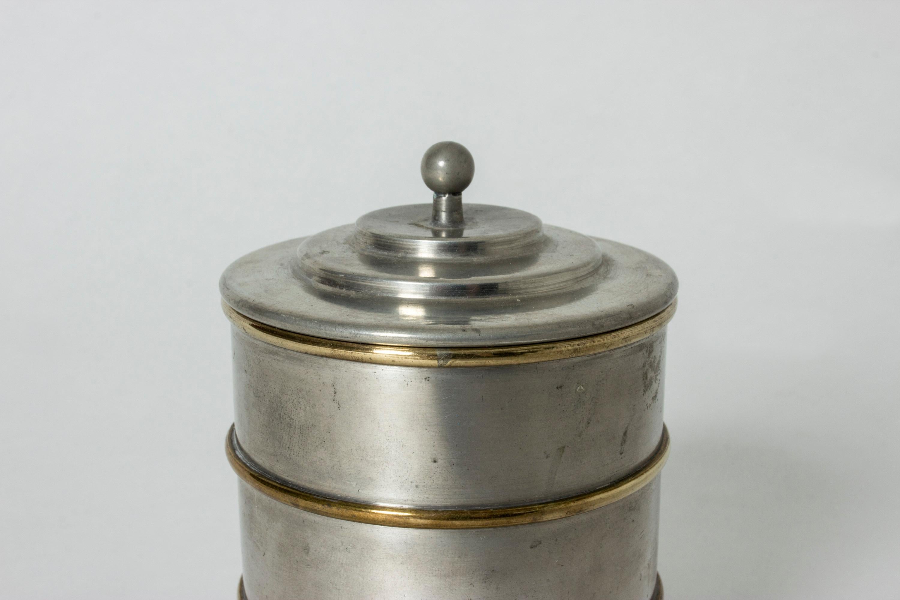 Scandinavian Modern Pewter and Brass Jar from Herman Bergman