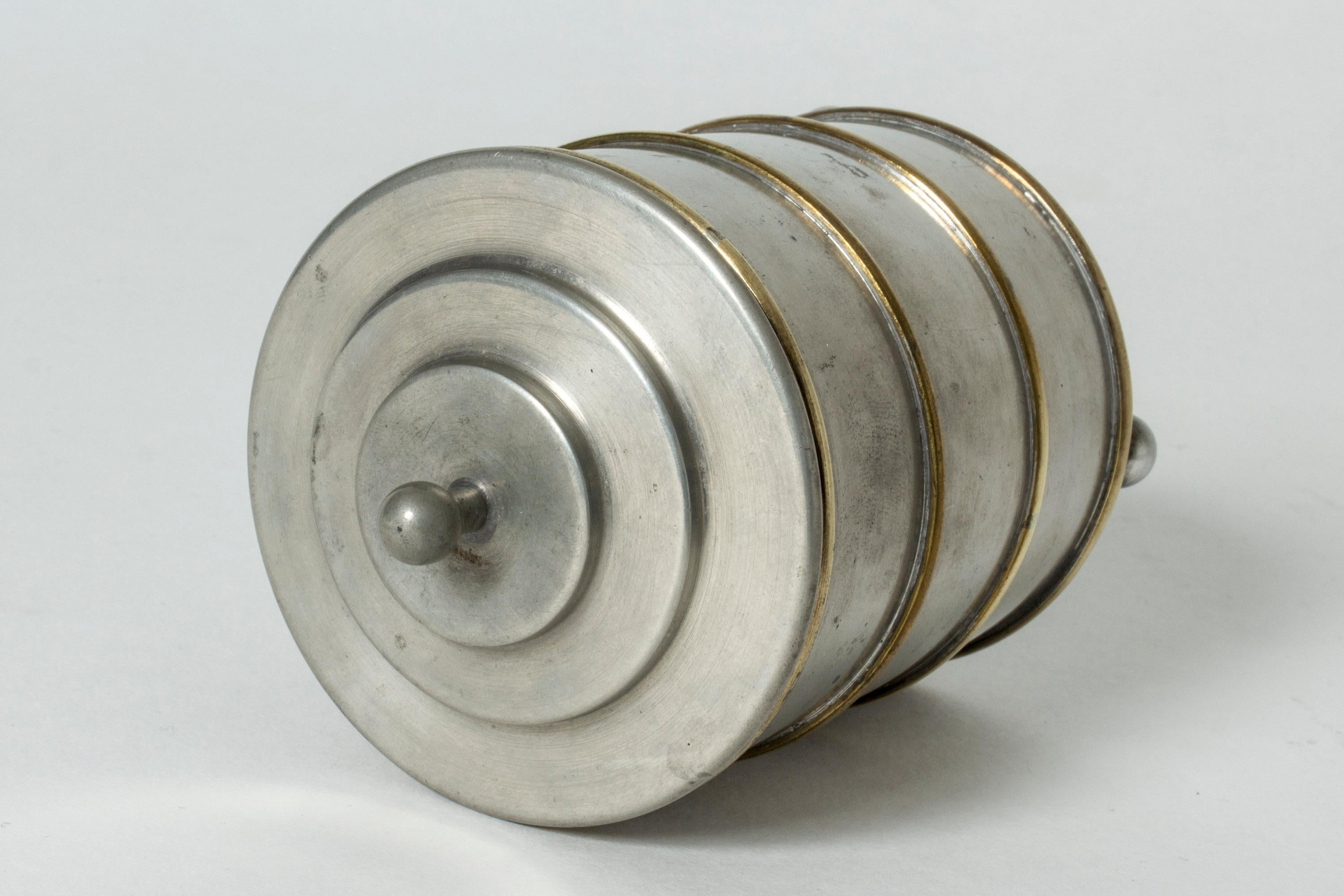 Mid-20th Century Pewter and Brass Jar from Herman Bergman