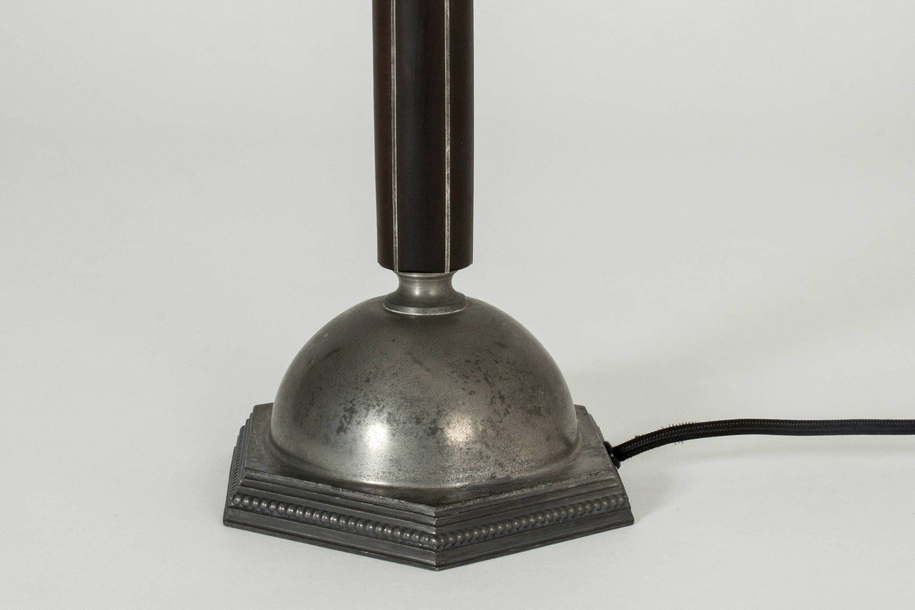 Pewter and Ebony Table Lamp from C. G. Hallberg In Good Condition For Sale In Stockholm, SE