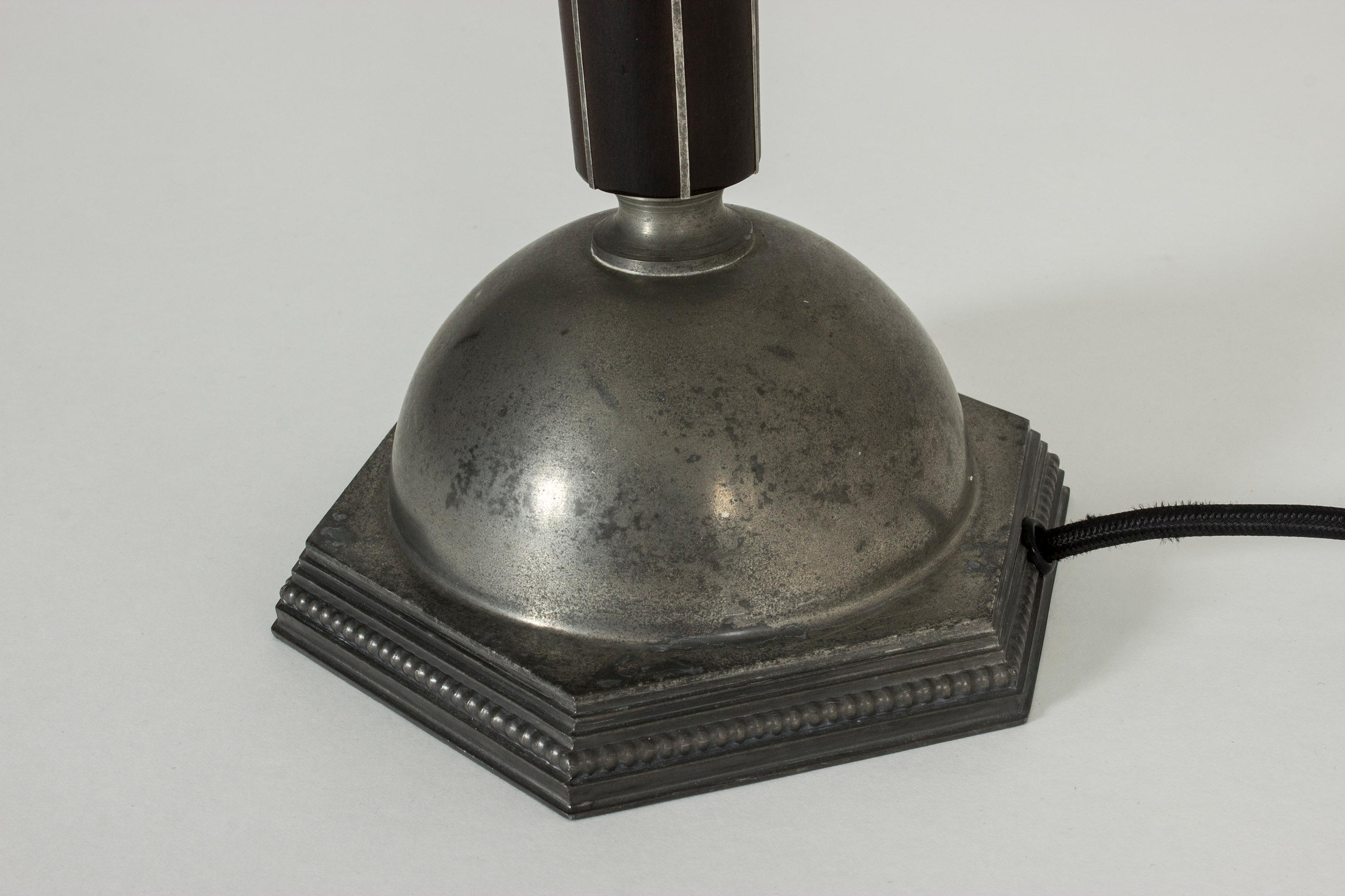 Mid-20th Century Pewter and Ebony Table Lamp from C. G. Hallberg For Sale