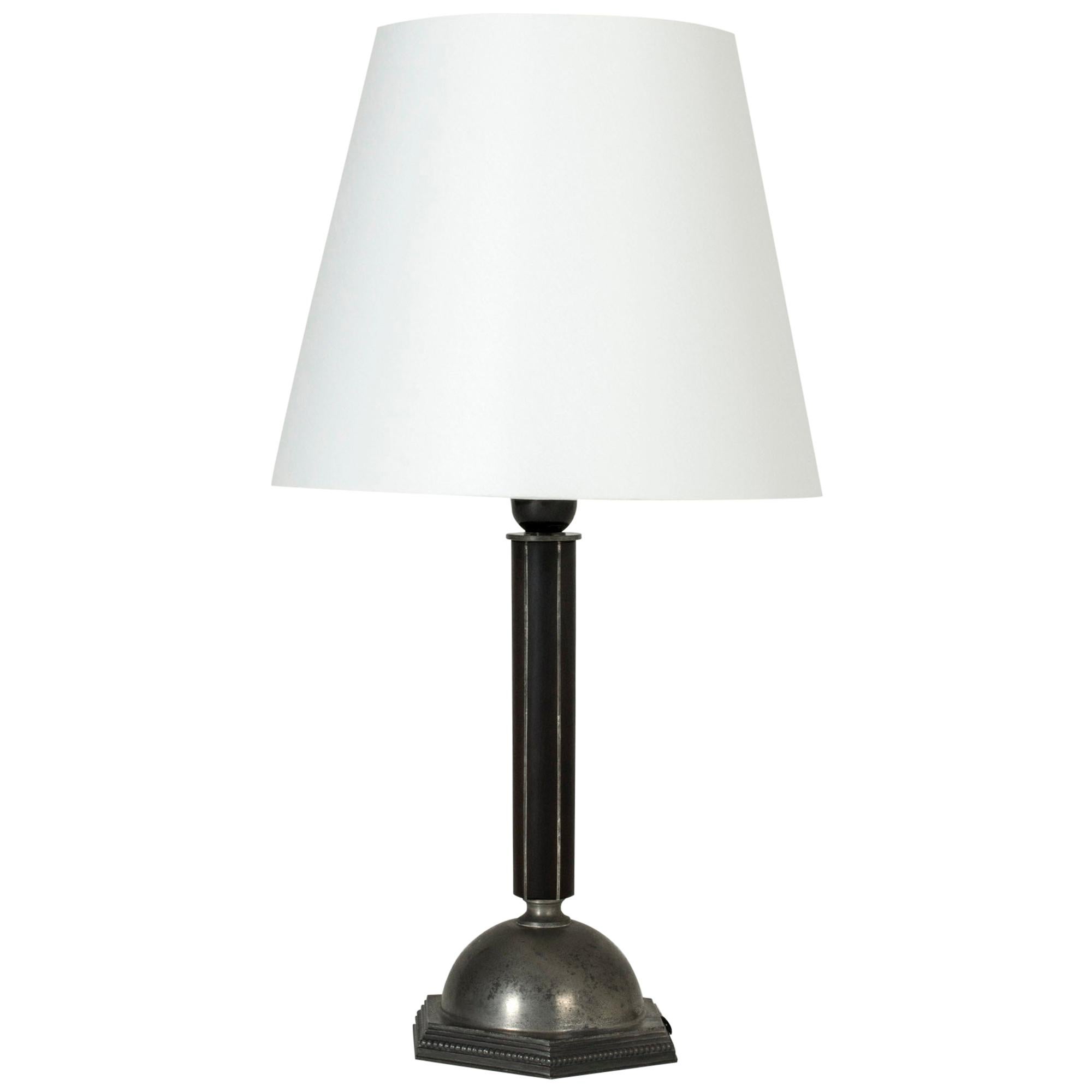 Pewter and Ebony Table Lamp from C. G. Hallberg For Sale