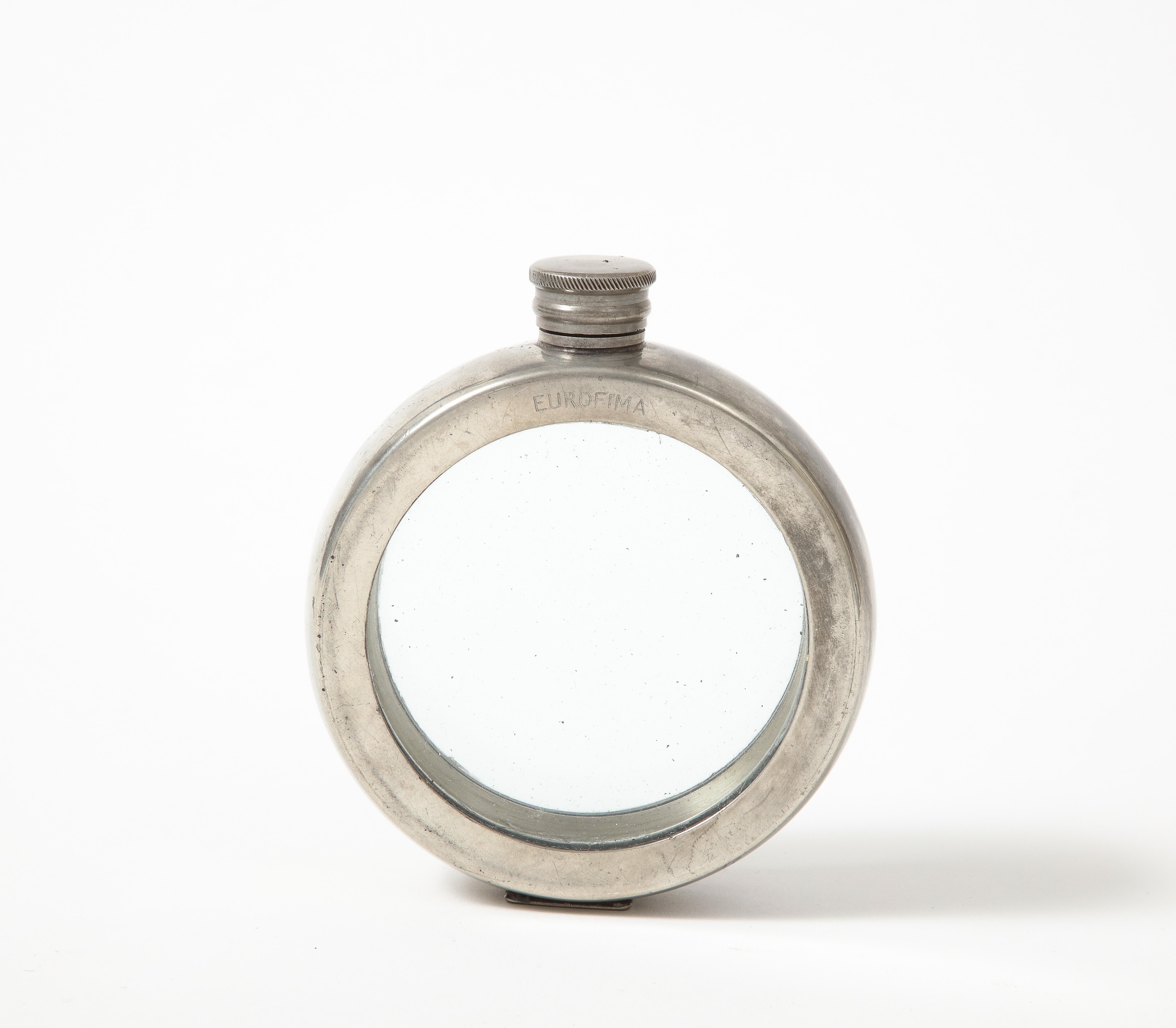 Pewter and Glass Flask, England, 20th C. In Good Condition In New York City, NY
