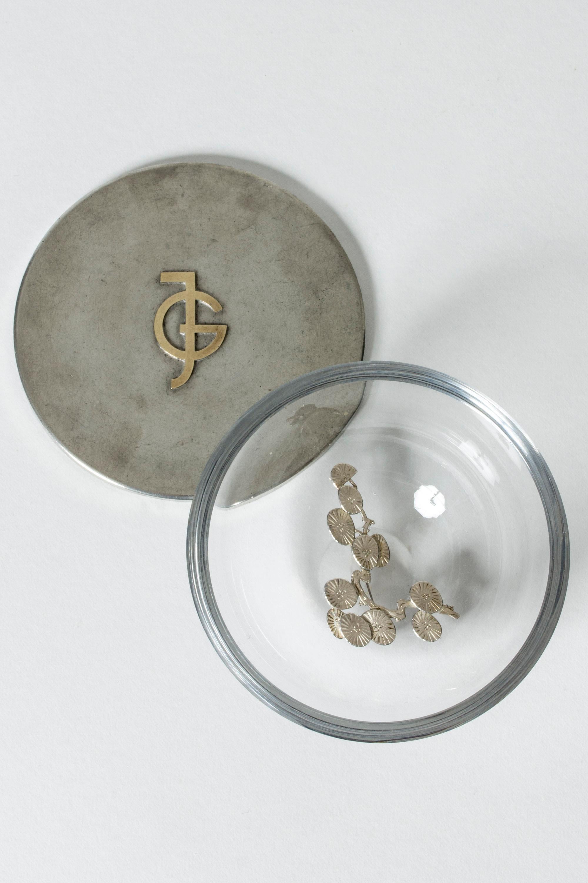 Mid-20th Century Pewter and Glass Jar from Svenskt Tenn