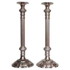 Zinn und Nickel Säule Säule Kerzenhalter, ein Paar