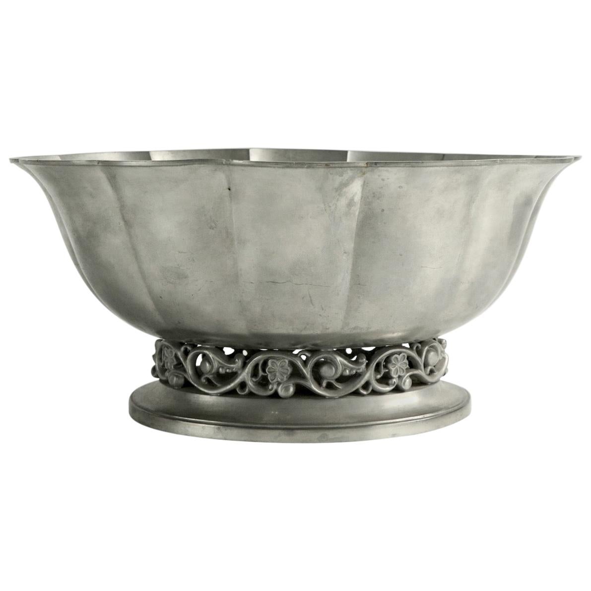 Pewter Art Deco Style Footed Bowl by Just Andersen For Sale