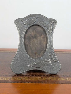 Pewter Art Nouveau Picture Frame with Stylised Tulip Motif, Circa 1900