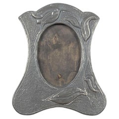Pewter Art Nouveau Picture Frame with Stylised Tulip Motif, Circa 1900