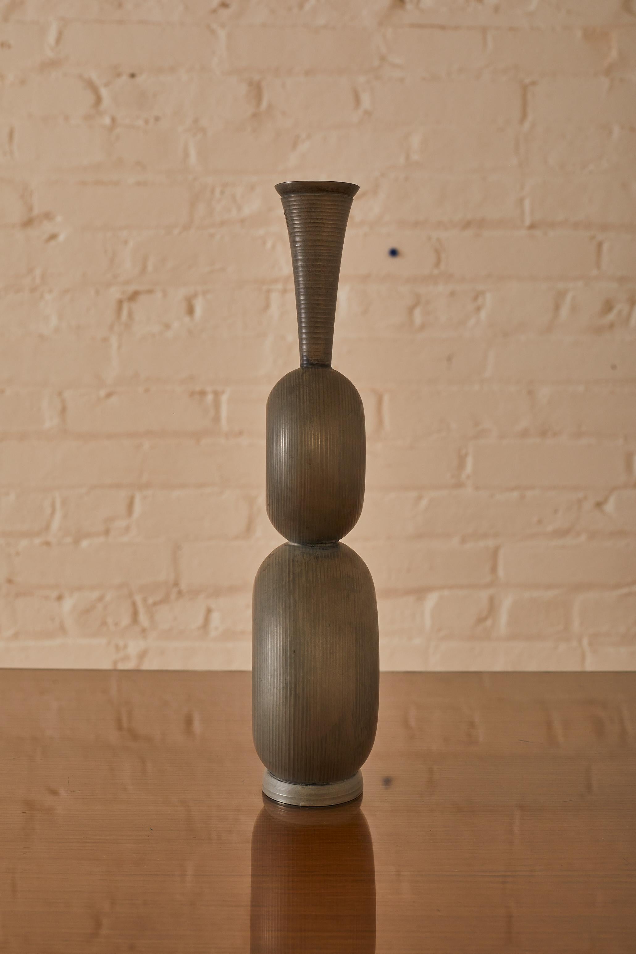 Norwegian Pewter Bottled Vase by Gunnar Havstad For Sale