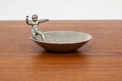 Pewter Bowl with Putto by Firma Svenskt Tenn, Attributed to Nils Fougstedt, 1945
