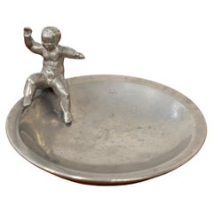 Pewter Bowl with Putto by Firma Svenskt Tenn, Attributed to Nils Fougstedt, 1945