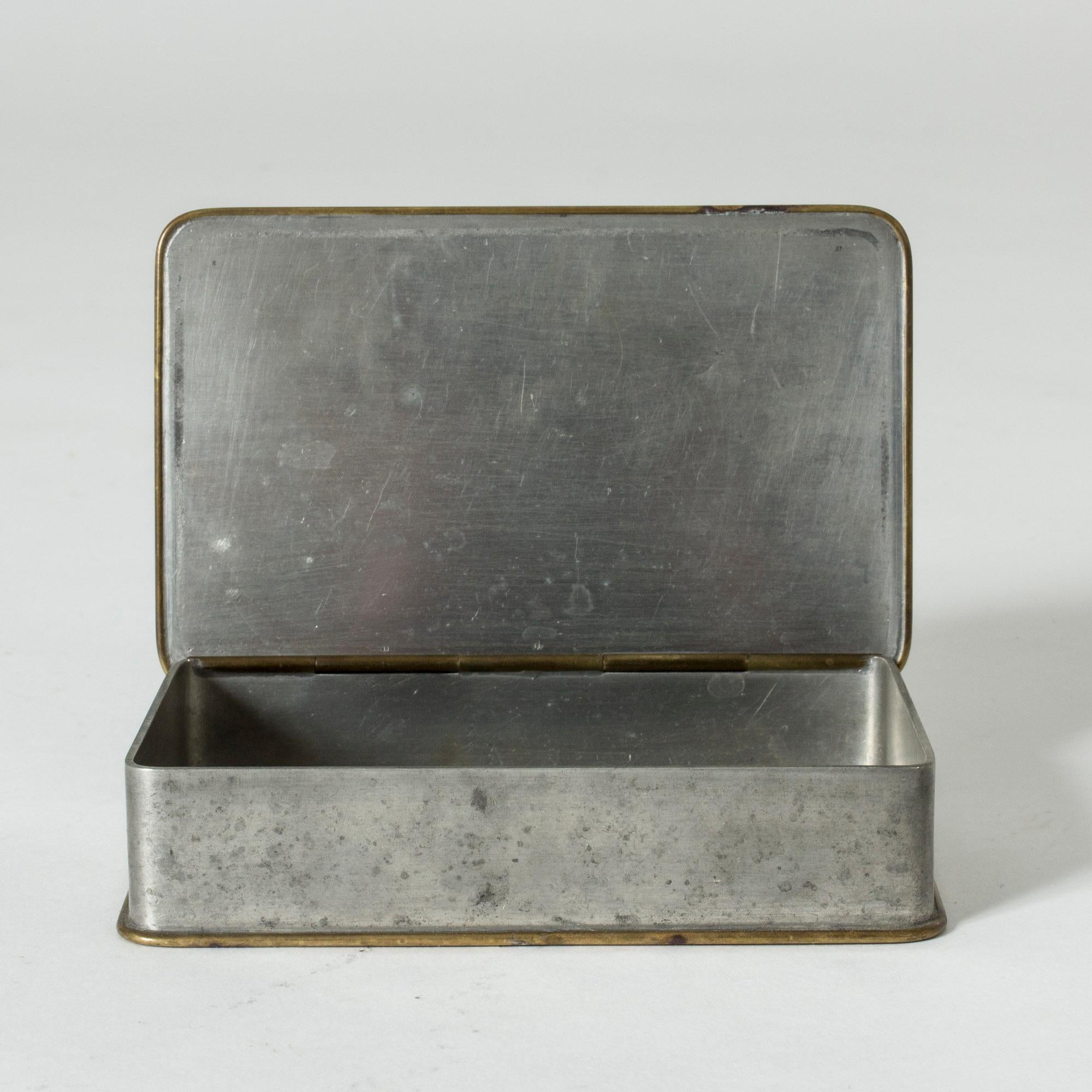 Scandinavian Modern Pewter Box by Nils Fougstedt