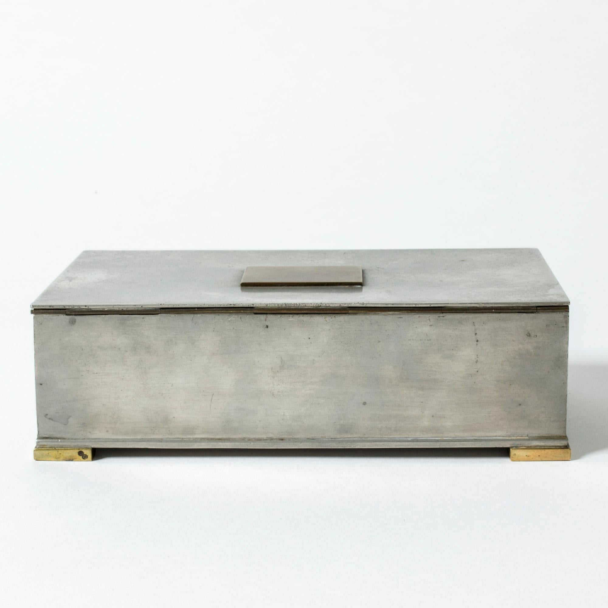 Swedish Temple of Apollo Pewter box from Herman Bergman, Sweden, 1939 For Sale