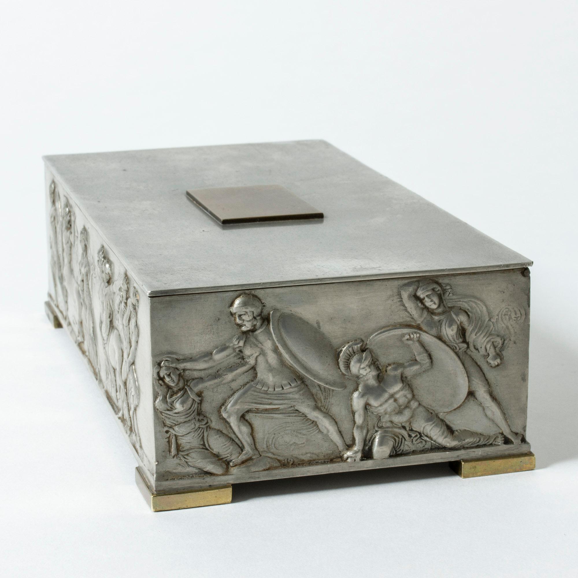 Mid-20th Century Temple of Apollo Pewter box from Herman Bergman, Sweden, 1939 For Sale