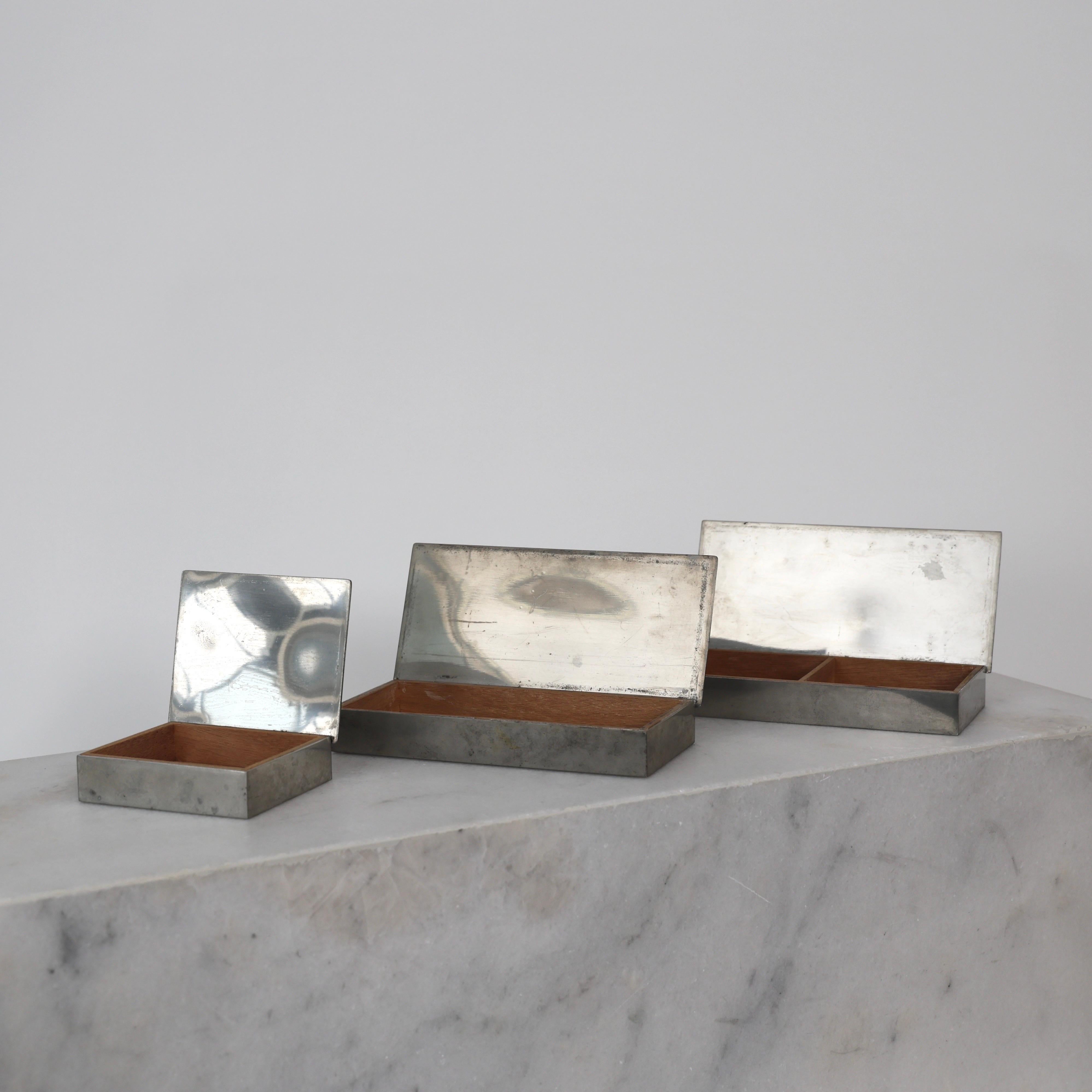 Danish Pewter Box Trio designed by Arne Erkers for Just Andersen, 1950s, Denmark